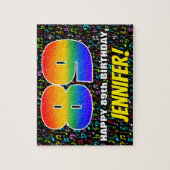 89. Geburtstag — Spaß, bunte Musiksymbole & "89" Puzzle (Vertikal)