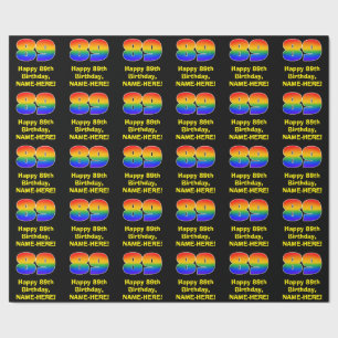 89. Geburtstag: Spaß, farbenfroher Regenbogen Insp Geschenkpapier