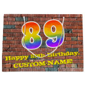 89. Geburtstag: Spaß, Graffiti-Inspiriert Regenbog Große Geschenktüte (Vorderseite)