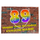 89. Geburtstag: Spaß, Graffiti-Inspiriert Regenbog Große Geschenktüte (Rückseite)