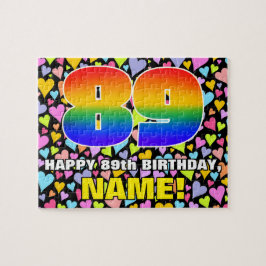 89. Geburtstag — Spaß, Liebende Herzformen + "89" Puzzle