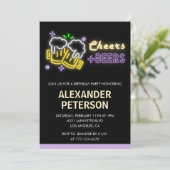 89. Geburtstagseinladung Cheers Beer Men Neon Glow Einladung (Stehend Vorderseite)