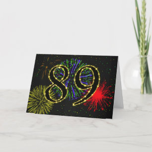 89. Geburtstagskarte mit Feuerwerk Karte