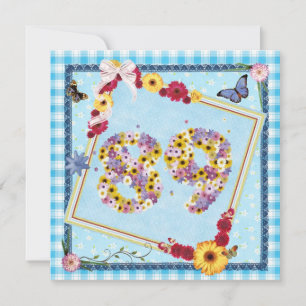 89. Geburtstagsparty Einladung Blume, Schmetterlin