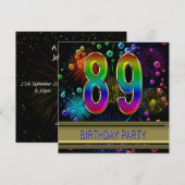 89. Geburtstagsparty Einladung mit Blasen (Vorne/Hinten)