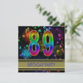 89. Geburtstagsparty Einladung mit Blasen (Stehend Vorderseite)