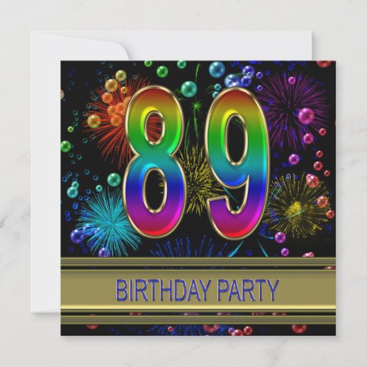 89. Geburtstagsparty Einladung mit Blasen (Vorderseite)