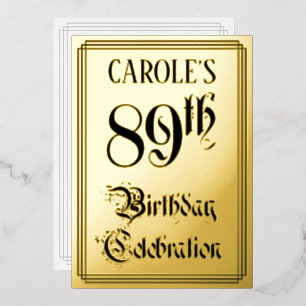 89. Geburtstagsparty — Elegantes Script + Individu Folieneinladung