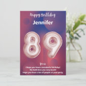 89 Jahre alte Happy Birthday Card (Stehend Vorderseite)