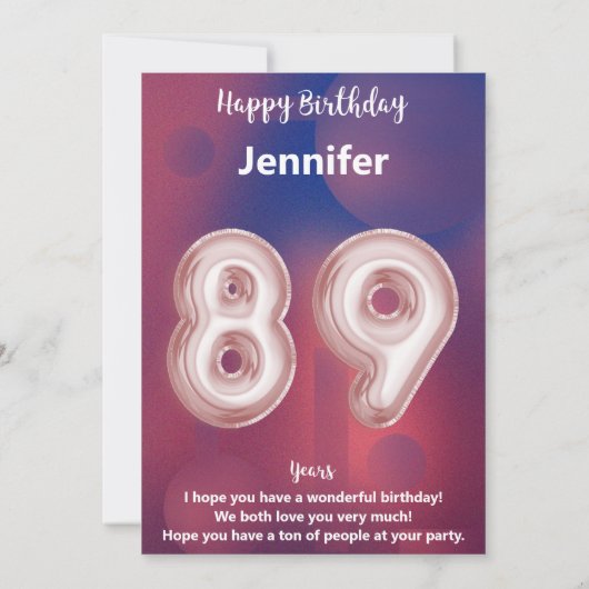 89 Jahre alte Happy Birthday Card (Rückseite)