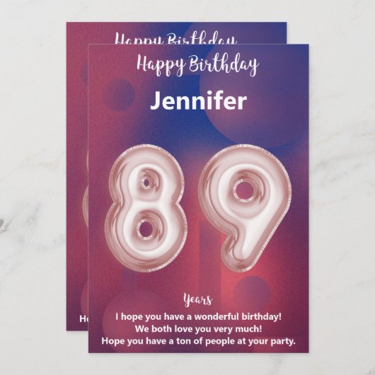 89 Jahre alte Happy Birthday Card (Vorne/Hinten)