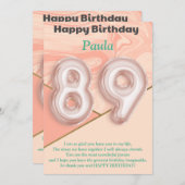 89-jährige Mädchen Happy Birthday Card (Vorne/Hinten)