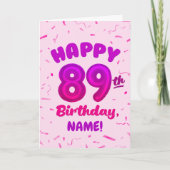 89th Balloon Number Custom Name Birthday Card Karte (Vorderseite)