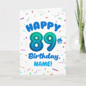89th Balloon Number Custom Name Birthday Card Karte (Vorderseite)