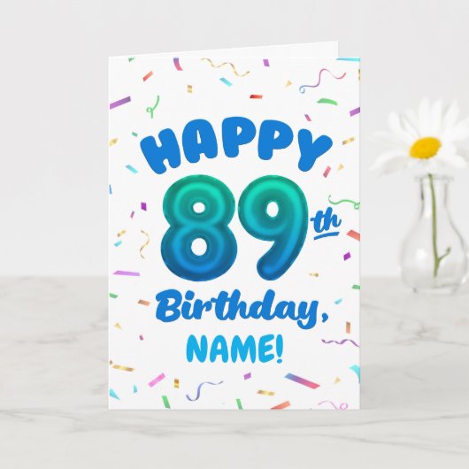 89th Balloon Number Custom Name Birthday Card Karte (Kleine Pflanze)