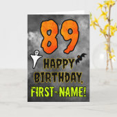 89th Birthday: Eerie Halloween Theme + Custom Name Karte (Gelbe Blume)