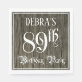89th Birthday Party — Fancy Script, Faux Wood Look Serviette (Vorderseite)
