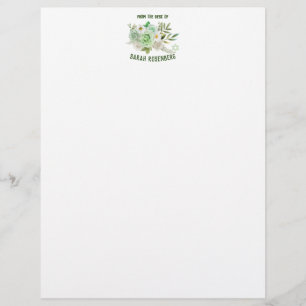 8,5" x 11" Papier - Grüne Rose Briefbogen