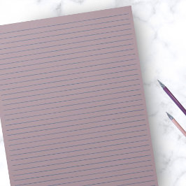 8,5" x 11" Rustikale Mauve Blue Lines Uni Notizblock