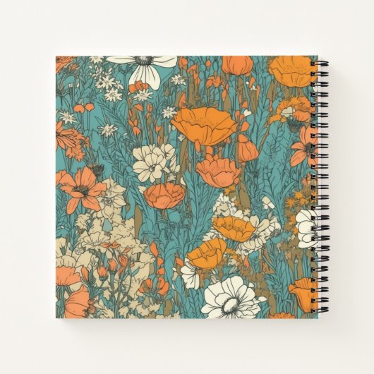 8,5" x 8,5" Hardcover-Notebook: Blühende Blume Notizblock (Rückseite)