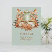 8.5x11" Boho Terracotta Sage Tea Party Event Sign (Stehend Vorderseite)