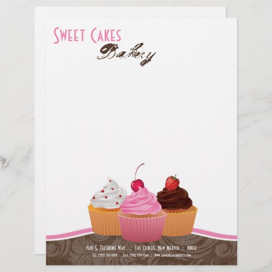 8.5x11 Cup Kuchen Bäckerei Süßigkeiten Leckereien Briefkopf (Vorne/Hinten)