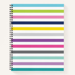 8.5x11 Spiral-Notebook-Bright und fröhliche Streif Notizblock