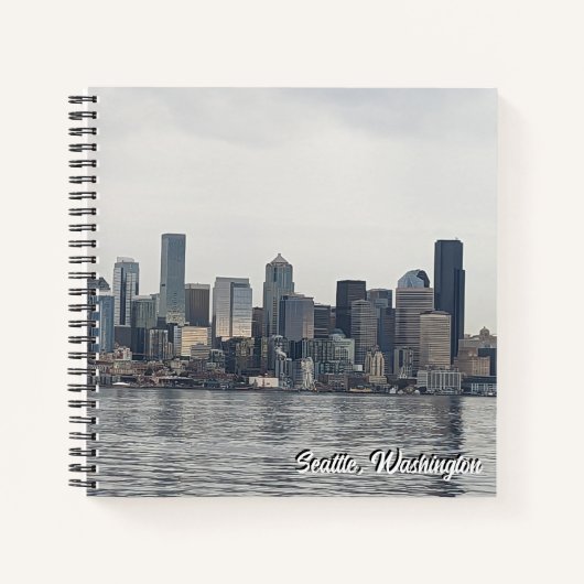 8.5X8.5 Spiral Notebook - Skyline von Seattle, WA. Notizblock (Vorderseite)