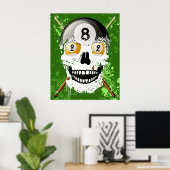 8 & 9 Ball Billiards Schädelplakat Poster (Heimbüro)