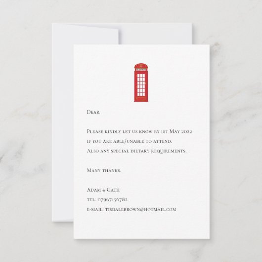 8,9 cm x 12,7 cm Reaktionskarte RSVP Karte (Rückseite)