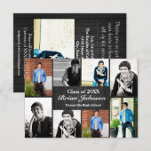 8/9 Foto Graues Holz - 3x5 Abschluss Bekanntgabe Einladung (Vorne/Hinten)