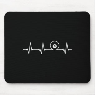 8 Acht Ball Heartbeat Shirt Funny Billiard Geschen Mousepad