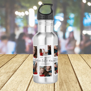 8 Acht Foto-Collage Tante Modern Elegant Familie Edelstahlflasche