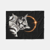 8. April 2024 Funny Selfie Cat 2024 Eclipse Totali Fleecedecke (Vorderseite (Horizontal))