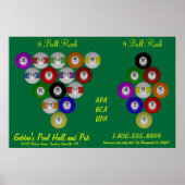 8 Ball 9 Ball Rack Billiard Hall Poster (Vorne)