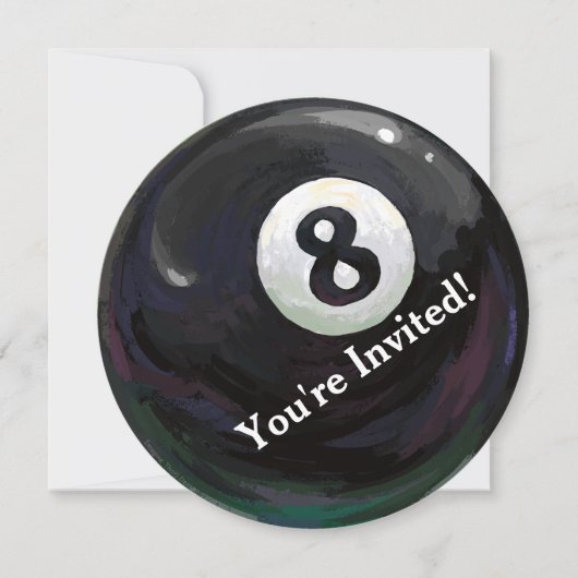 8 Ball Art Birthday Party Runde Einladung (Vorderseite)