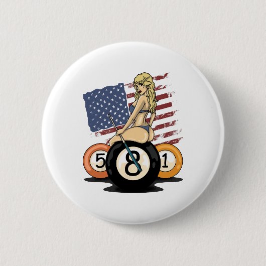 8 Ball Billiard Pool Player Acht Ball Billiard Button (Vorderseite)