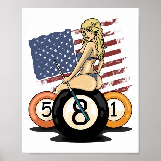 8 Ball Billiard Pool Player Acht Ball Billiard Poster (Vorne)