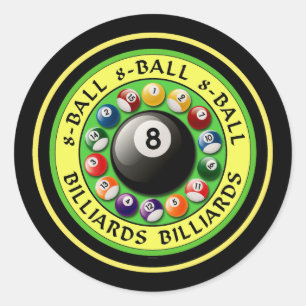 8-BALL-BILLIARDS RUNDER AUFKLEBER