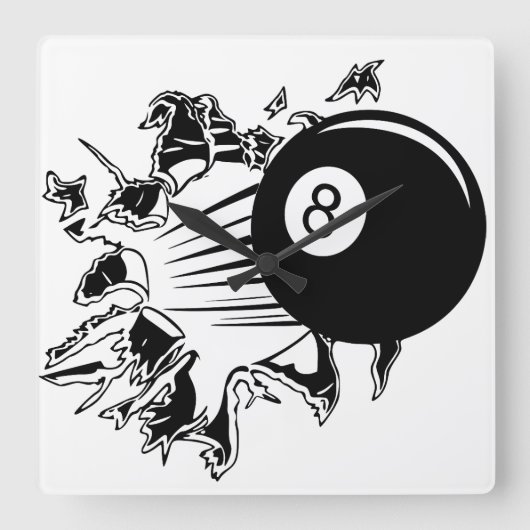 8-Ball Breakthrough Quadratische Wanduhr (Vorderseite)
