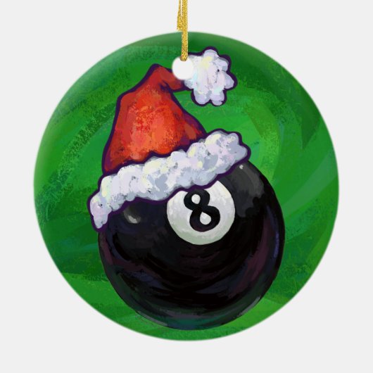 8 Ball Christmas Green Keramik Ornament (Hinten)