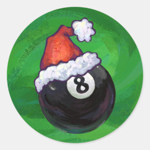 8 Ball Christmas Green Runder Aufkleber