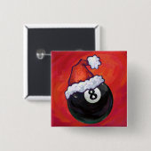 8 Ball Christmas Red Hat Button (Vorne & Hinten)
