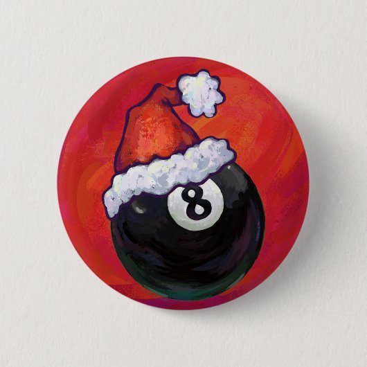 8 Ball Christmas Red Hat Button (Vorderseite)