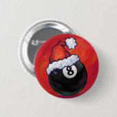 8 Ball Christmas Red Hat Button (Vorne & Hinten)