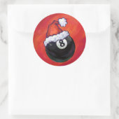 8 Ball Christmas Red Hat Runder Aufkleber (Tasche)
