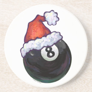 8 Ball Christmas Red Hat Sandstein Untersetzer