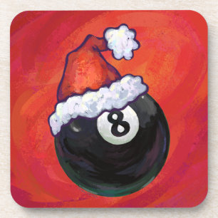 8 Ball Christmas Red Hat Untersetzer