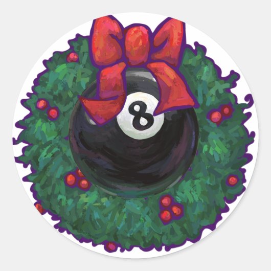 8 Ball Christmas Runder Aufkleber (Vorderseite)