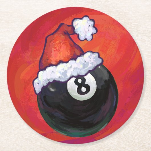 8 Ball Christmas Runder Pappuntersetzer (Vorderseite)